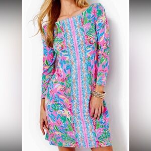 NWT Lilly Pulitzer Sz L Sophie Dress Havana Pink Casa Jaguar UPF 50+